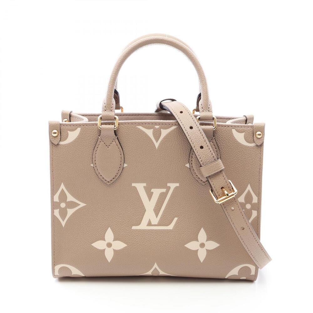 Louis Vuitton OnTheGo Bicolor Monogram Empreinte Tourtrell Handbag Leather Beige